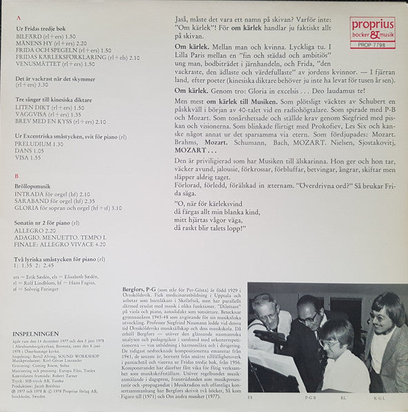 Erik Sædén, Elisabeth Sædén, Rolf Lindblom, Solveig Faringer, Hans Fagius ~ Om Kärlek... (Vinyl) - Djungel & Jazz