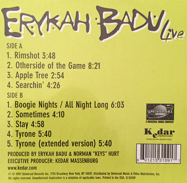 Erykah Badu ~ Live (Vinyl) - Djungel & Jazz