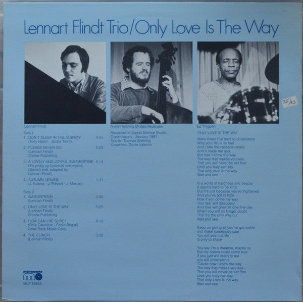 Lennart Flindt Trio ~ Only Love Is The Way (Vinyl) - Djungel & Jazz