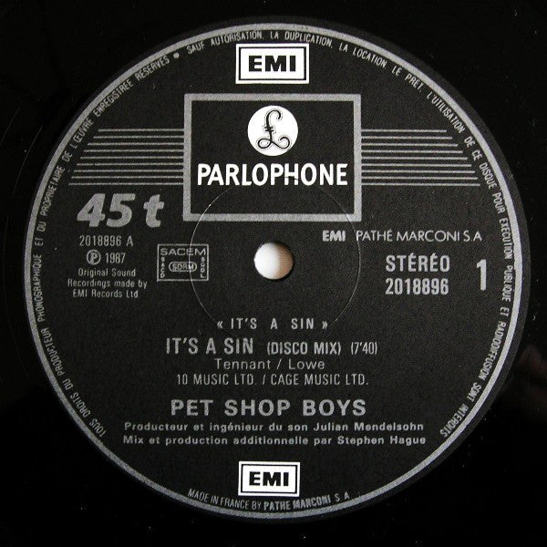 Pet Shop Boys ~ It's A Sin (Vinyl) - Djungel & Jazz