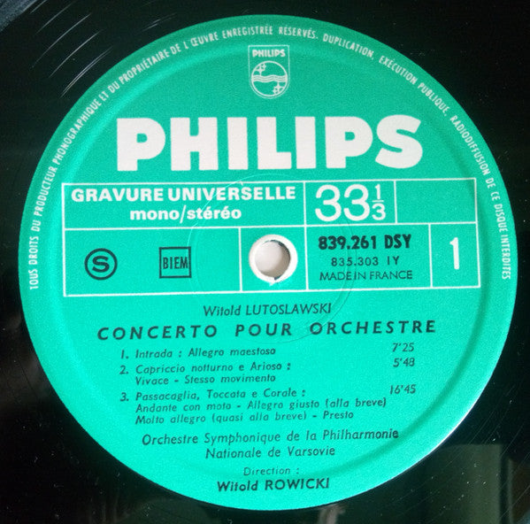 Witold Lutoslawski - Orkiestra Symfoniczna Filharmonii Narodowej, Witold Rowicki ~ Concerto Pour Orchestre / Musique Funèbre/ Jeux Vénitiens (Vinyl) - Djungel & Jazz