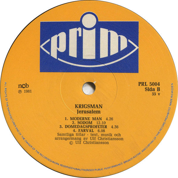 Jerusalem  ~ Krigsman (Vinyl) - Djungel & Jazz