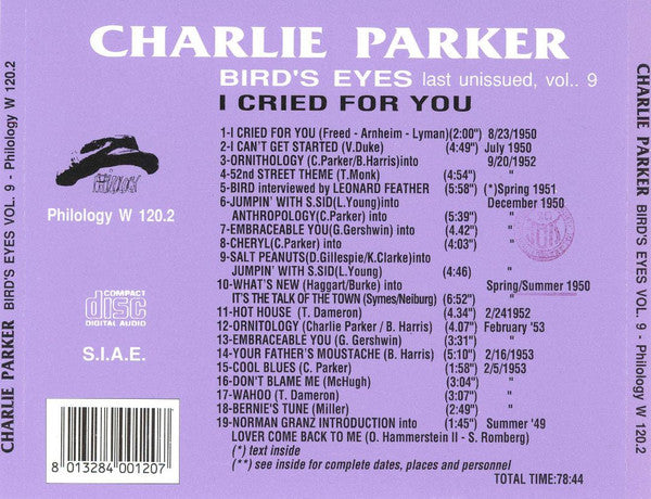 Charlie Parker : Bird's Eyes: Last Unissued, Vol. 9 (CD, Comp)