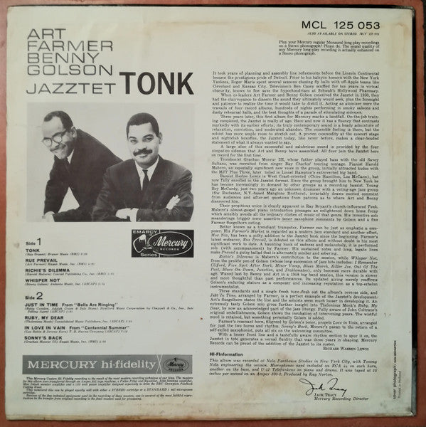Art Farmer - Benny Golson Jazztet ~ Tonk (Vinyl) - Djungel & Jazz