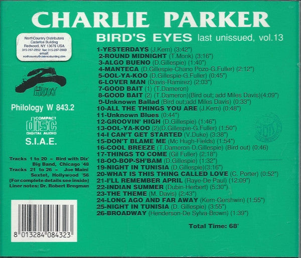 Charlie Parker : Bird's Eyes: Last Unissued, Vol. 13 (CD, Comp)