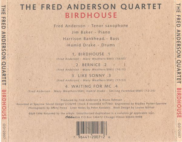 Fred Anderson Quartet ~ Birdhouse (Vinyl) - Djungel & Jazz