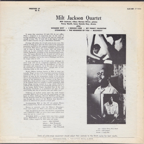 Milt Jackson ~ Milt Jackson Quartet (Vinyl) - Djungel & Jazz