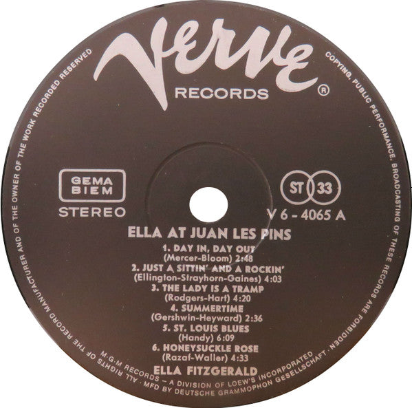 Ella Fitzgerald : Ella At Juan-Les-Pins (LP, Album, Mono)