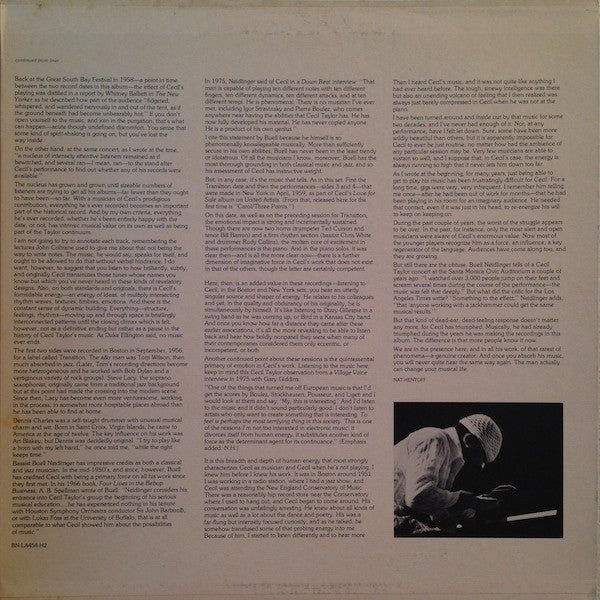 Cecil Taylor ~ In Transition (Vinyl) - Djungel & Jazz