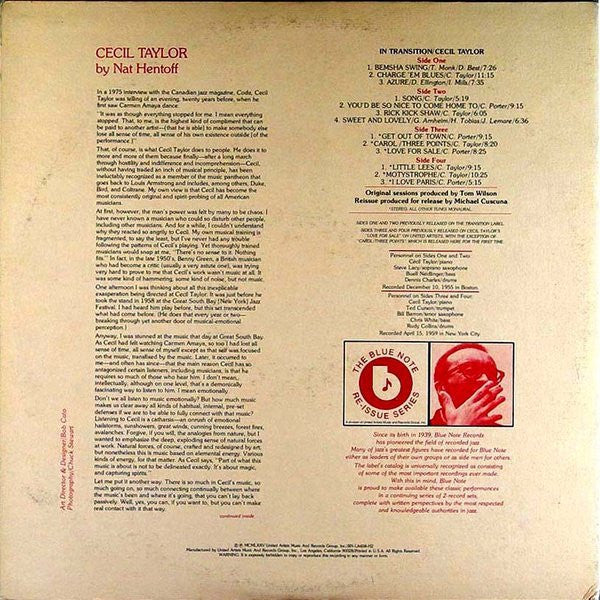 Cecil Taylor ~ In Transition (Vinyl) - Djungel & Jazz