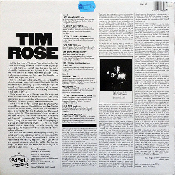 Tim Rose : Morning Dew (LP, Album, RE)