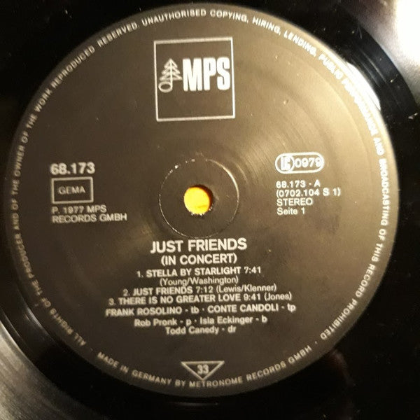 Frank Rosolino - Conte Candoli ~ Just Friends (Vinyl) - Djungel & Jazz