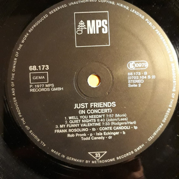 Frank Rosolino - Conte Candoli ~ Just Friends (Vinyl) - Djungel & Jazz