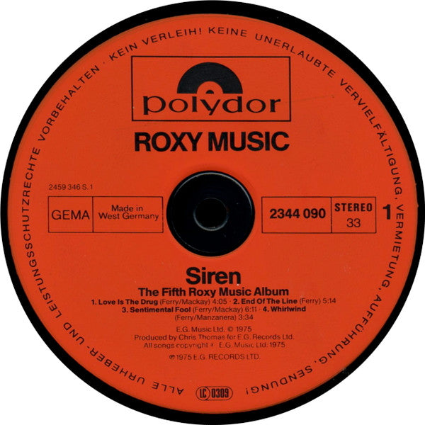 Roxy Music ~ Siren (Vinyl) - Djungel & Jazz