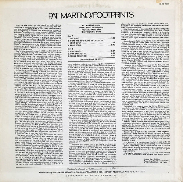 Pat Martino : Footprints (LP, Album, RE)