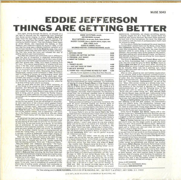 Eddie Jefferson ~ Things Are Getting Better (Vinyl) - Djungel & Jazz