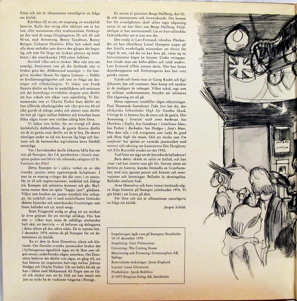 Arne Domnérus, Bengt Hallberg, Georg Riedel, Egil Johansen + Lars Erstrand ~ Jazz At The Pawnshop (Vinyl) - Djungel & Jazz