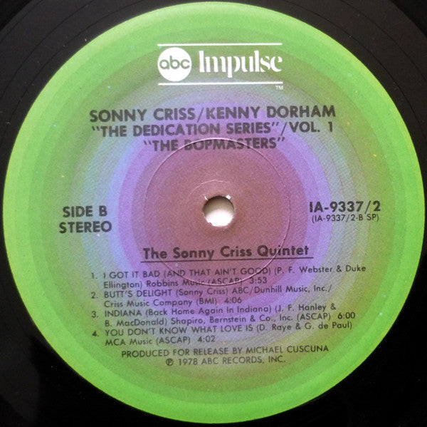 Sonny Criss / Kenny Dorham ~ The Bopmasters (Vinyl) - Djungel & Jazz