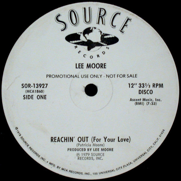 Lee Moore : Reachin' Out (For Your Love) (12", Promo)