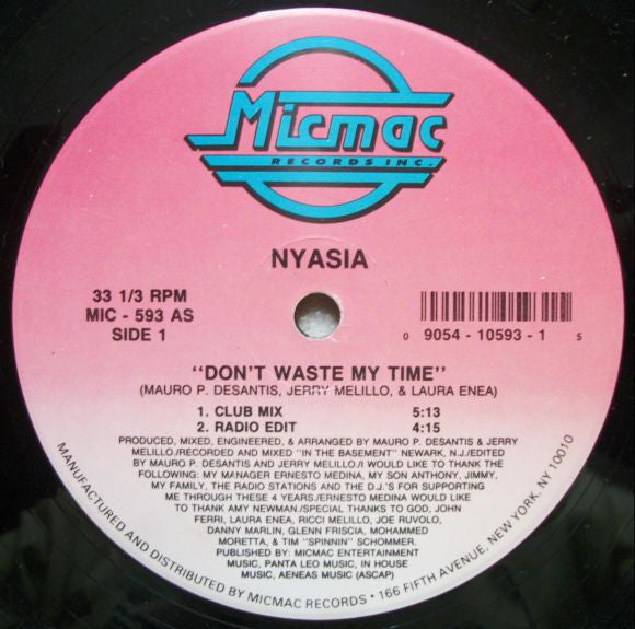 Nyasia ~ Don't Waste My Time (Vinyl) - Djungel & Jazz