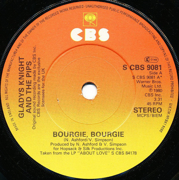 Gladys Knight And The Pips : Bourgie, Bourgie (7", Single)