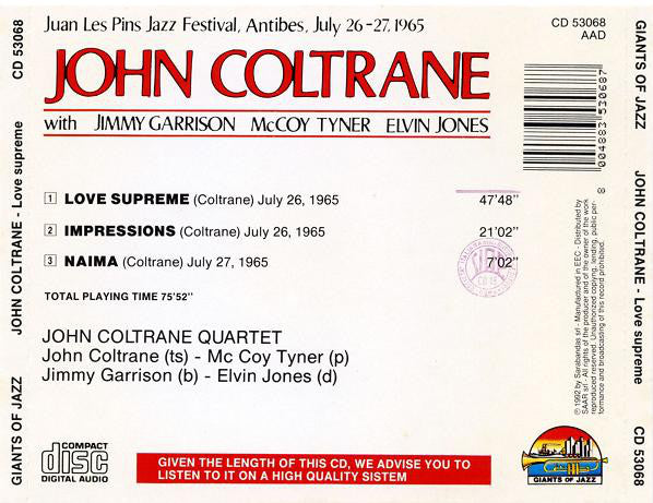 John Coltrane ~ Love Supreme (Vinyl) - Djungel & Jazz