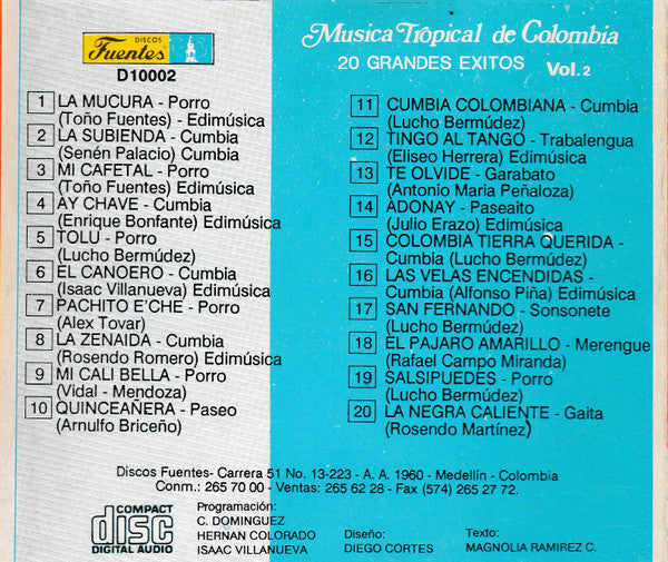 Various ~ Musica Tropical De Colombia, 20 Grandes Exitos Vol. 2 (Vinyl) - Djungel & Jazz