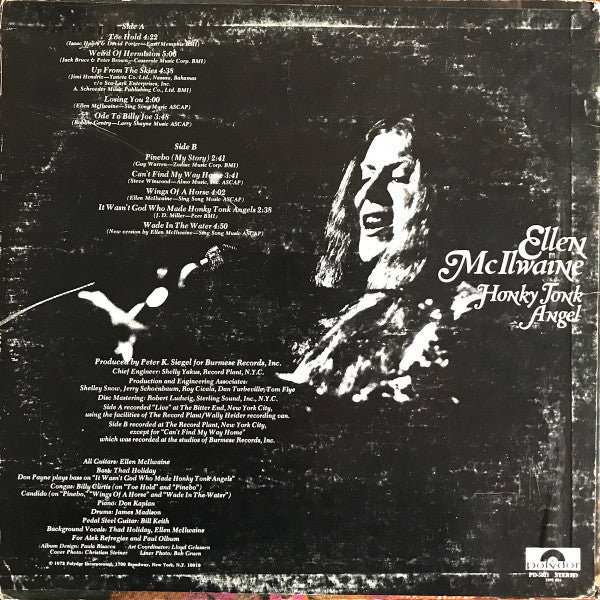 Ellen McIlwaine : Honky Tonk Angel (LP, Album, MR )