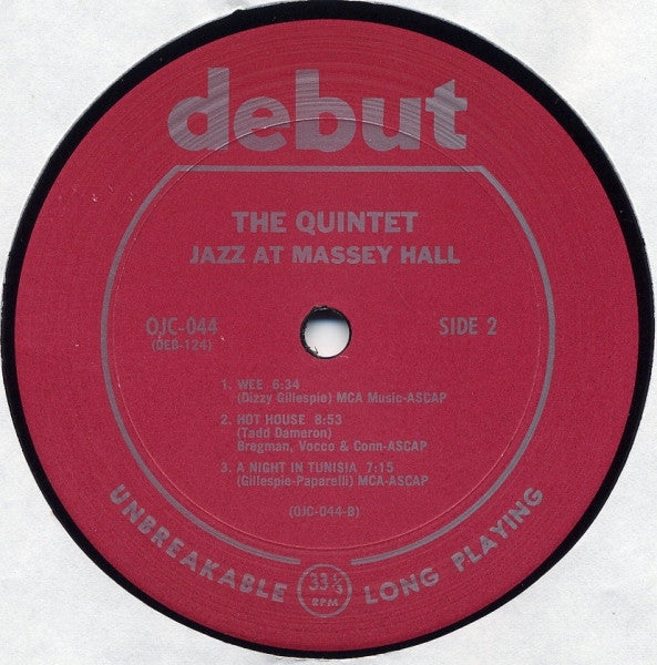 The Quintet ~ Jazz At Massey Hall (Vinyl) - Djungel & Jazz