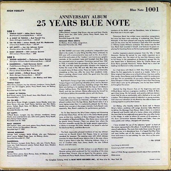 Various ~ 25 Years Blue Note Anniversary Album (Vinyl) - Djungel & Jazz