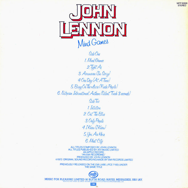John Lennon ~ Mind Games (Vinyl) - Djungel & Jazz