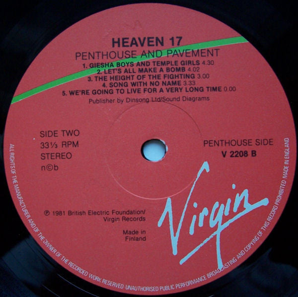Heaven 17 ~ Penthouse And Pavement (Vinyl) - Djungel & Jazz