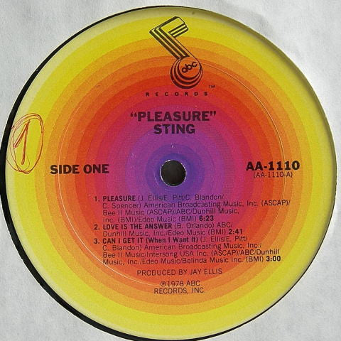 Sting (2) : Pleasure (LP, Album)