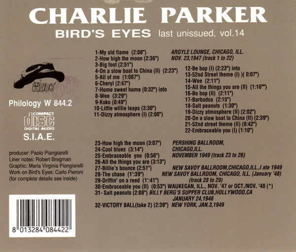 Charlie Parker : Bird's Eyes: Last Unissued, Vol. 14 (CD, Comp)