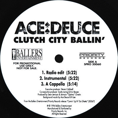 Ace Deuce : Clutch City Ballin' (12", Single, Promo)