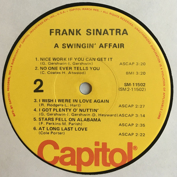 Frank Sinatra ~ A Swingin' Affair (Vinyl) - Djungel & Jazz