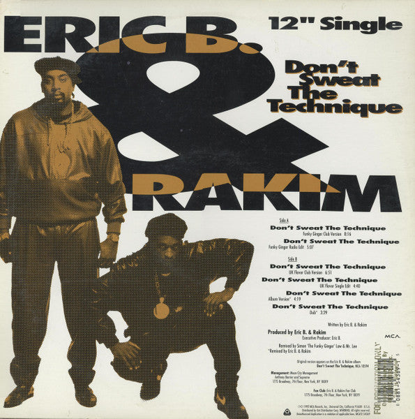 Eric B. & Rakim ~ Don't Sweat The Technique (Vinyl) - Djungel & Jazz