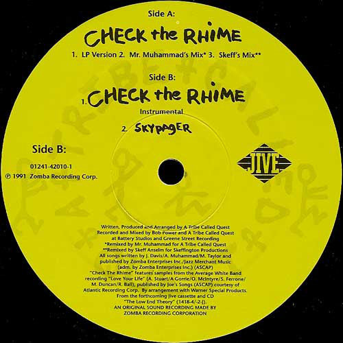 A Tribe Called Quest ~ Check The Rhime (Vinyl) - Djungel & Jazz