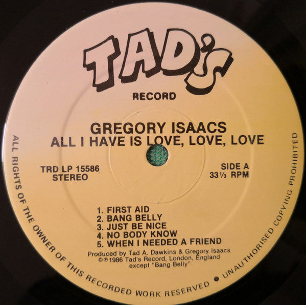 Gregory Isaacs : All I Have Is Love, Love, Love (LP, Album)