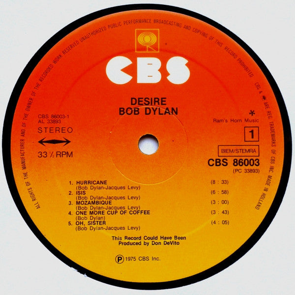 Bob Dylan ~ Desire (Vinyl) - Djungel & Jazz