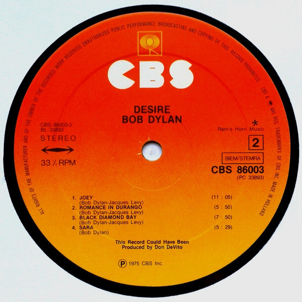 Bob Dylan ~ Desire (Vinyl) - Djungel & Jazz