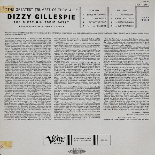 The Dizzy Gillespie Octet Featuring Benny Golson ~ The Greatest Trumpet Of Them All (Vinyl) - Djungel & Jazz