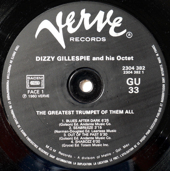 The Dizzy Gillespie Octet Featuring Benny Golson ~ The Greatest Trumpet Of Them All (Vinyl) - Djungel & Jazz