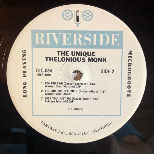 Thelonious Monk : The Unique Thelonious Monk (LP, Album, RE)