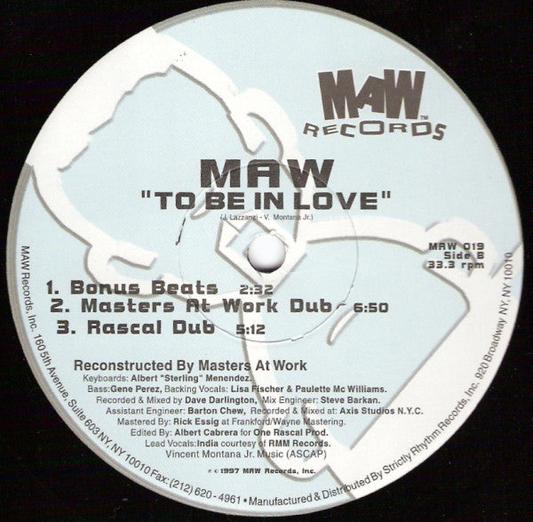 Masters At Work : To Be In Love (12")