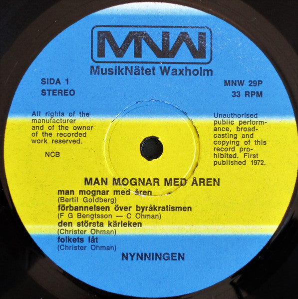 Nynningen ~ Man Mognar Med Åren (Vinyl) - Djungel & Jazz