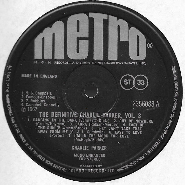 Charlie Parker ~ The Definitive Charlie Parker Vol. 3 (Vinyl) - Djungel & Jazz