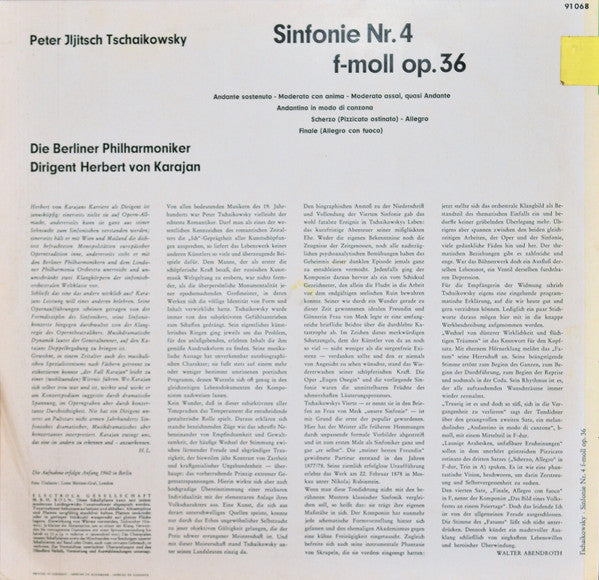 Herbert Von Karajan, Berliner Philharmoniker, Pyotr Ilyich Tchaikovsky ~ Vierte Sinfonie F-Moll Op. 36 (Vinyl) - Djungel & Jazz