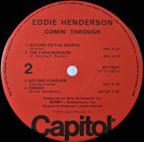 Eddie Henderson : Comin' Through (LP, Album, Jac)