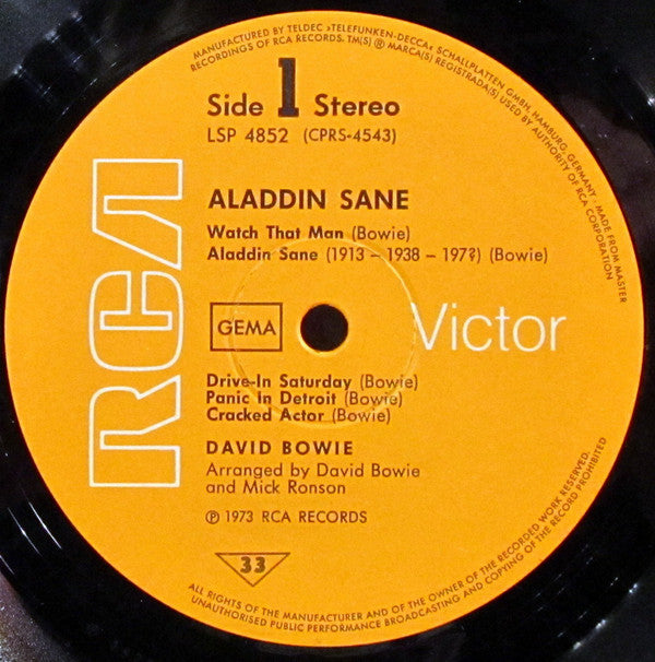 David Bowie : Aladdin Sane (LP, Album, Gat)
